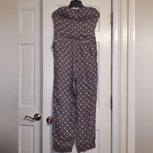 Moplis Floral Patterned Strapless Jumpsuit M